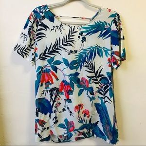 NWOT WYATT Silk Floral cross over back Blouse